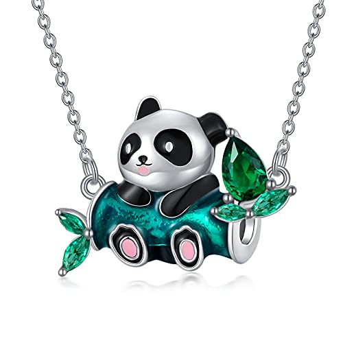 SOULMEET Sterling Silber Panda Halskette Schöne Panda Bambus Anhänger Schmuck Geschenke für Frauen Mädchen Teens von SOULMEET