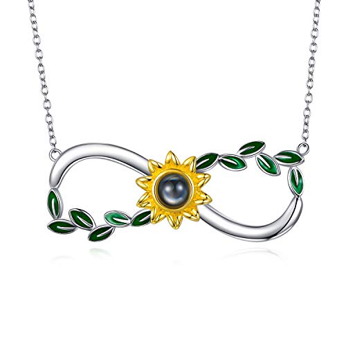 Unendlichkeit Sonnenblumen Halskette 925 silber 100 Sprachen Ich liebe dich Halskette Geschenk für Frauen Mädchen von SOULMEET