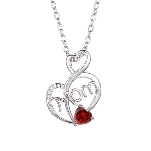 SOULMEET Weiß Vergoldet Ich liebe Dich Mom Herz Geburtssteine Halskette Geschenk für Frauen Muttertag Geburtstag Thanksgiving Weihnachten (Benutzerdefiniert) von SOULMEET