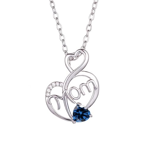 SOULMEET Weiß Vergoldet Ich liebe Dich Mom Herz Geburtssteine Halskette Geschenk für Frauen Muttertag Geburtstag Thanksgiving Weihnachten (Dezember) von SOULMEET