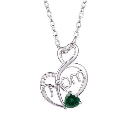 SOULMEET Weiß Vergoldet Ich liebe Dich Mom Herz Geburtssteine Halskette Geschenk für Frauen Muttertag Geburtstag Thanksgiving Weihnachten (Mai) von SOULMEET