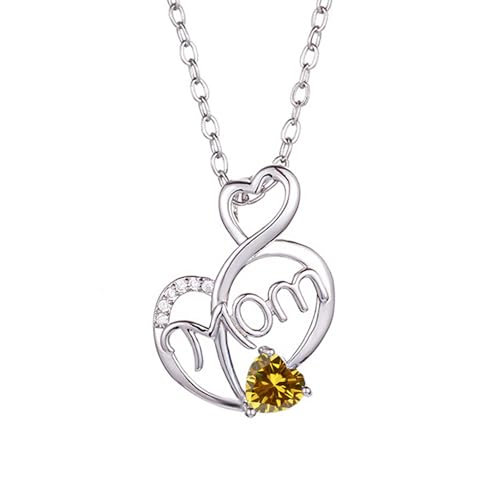 SOULMEET Weiß Vergoldet Ich liebe Dich Mom Herz Geburtssteine Halskette Geschenk für Frauen Muttertag Geburtstag Thanksgiving Weihnachten (November) von SOULMEET
