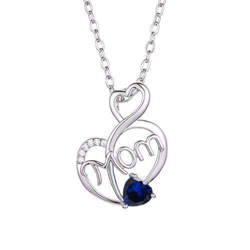 SOULMEET Weiß Vergoldet Ich liebe Dich Mom Herz Geburtssteine Halskette Geschenk für Frauen Muttertag Geburtstag Thanksgiving Weihnachten (September) von SOULMEET
