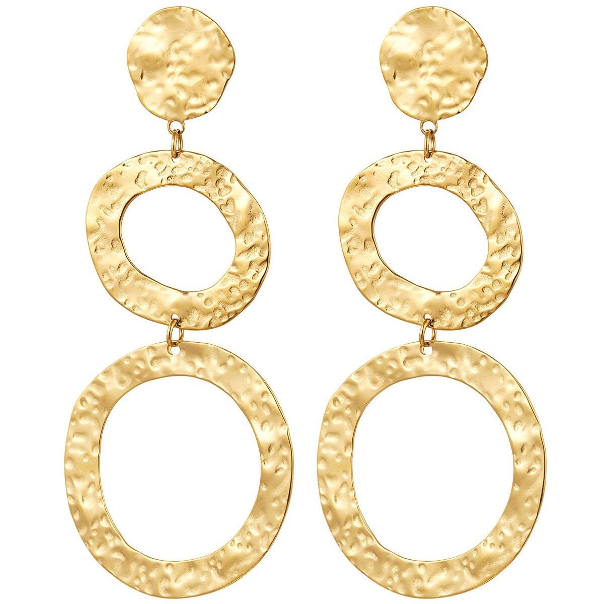 Let's Get The Party Started Auffällige, Wunderschöne Statement-Ohrhänger Golden Circles Mit Kreisen Aus Edelstahl von SOULPIECEde