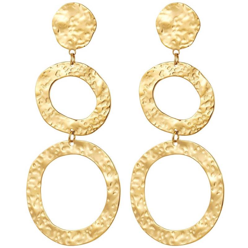 Let's Get The Party Started Auffällige, Wunderschöne Statement-Ohrhänger Golden Circles Mit Kreisen Aus Edelstahl von SOULPIECEde