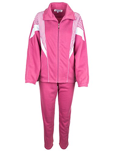 SOUNON Damen Baumwolle Trainingsanzug, Jogginganzug, Sportanzug, Freizeitanzug, Hausanzug Pink-Rosa, Groesse: XXL von SOUNON