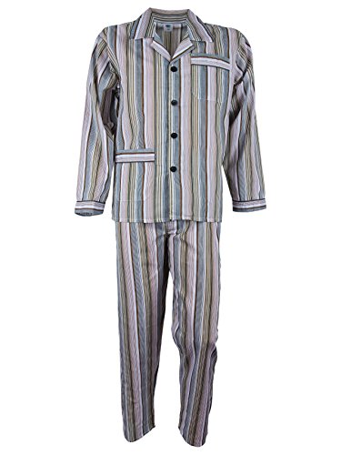 SOUNON Herren Batist Pyjama gestreift Gruen, Groesse: 60 von SOUNON