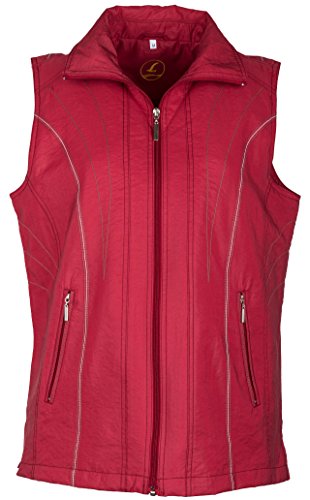SOUNON Modische Damen Micro Satin Westen Weinrot, Groesse: XL von SOUNON