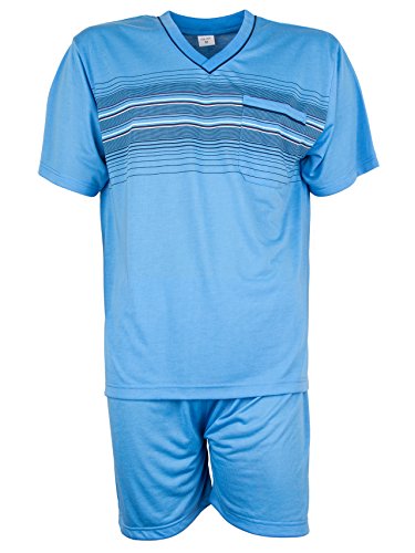 SOUNON® Shorty Schlafanzug, Pyjama aus 100% Baumwolle - Hellblau (M3), Groesse: XL von SOUNON