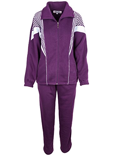 SOUNON Damen Baumwolle Trainingsanzug, Jogginganzug, Sportanzug, Freizeitanzug, Hausanzug Violett, Groesse: XL von SOUNON