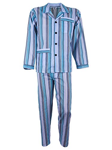 SOUNON Herren Batist Pyjama gestreift Hellblau, Groesse: 58 von SOUNON