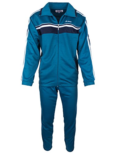 SOUNON Herren Baumwolle Trainingsanzug, Jogginganzug, Sportanzug, Freizeitanzug, Hausanzug Stahlblau, Groesse: XL von SOUNON