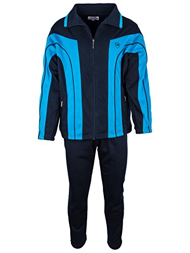 SOUNON Herren Baumwolle Trainingsanzug, Jogginganzug, Sportanzug, Freizeitanzug, Hausanzug Stahlblau (M2), Groesse: 3XL von SOUNON