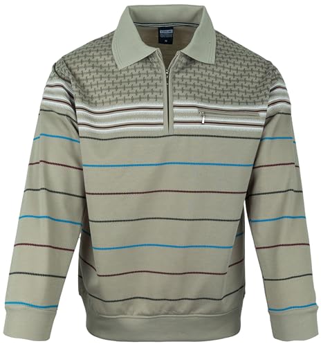 SOUNON Herren Sweatshirt, Polohemd, Pullover mit Hemdkragen, Meliert – Beige (M5), Groesse 4XL von SOUNON