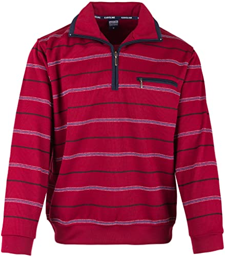 SOUNON Herren Sweatshirt, Polohemd, Pullover mit Hemdkragen, Meliert – Bordeauxrot (M3), Groesse L von SOUNON