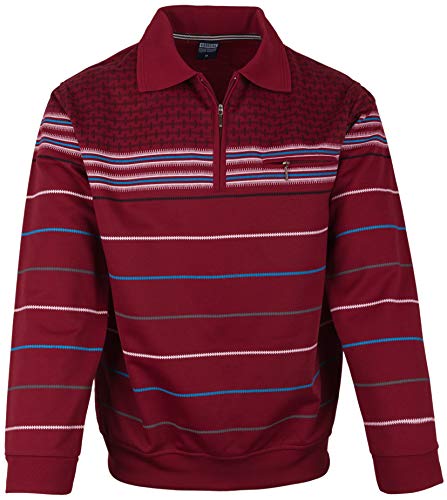 SOUNON Herren Sweatshirt, Polohemd, Pullover mit Hemdkragen, Meliert – Bordeauxrot (M5), Groesse L von SOUNON