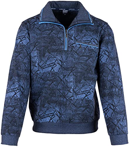 SOUNON Herren Sweatshirt, Polohemd, Pullover mit Hemdkragen, Meliert – Dunkelblau (M6), Groesse M von SOUNON