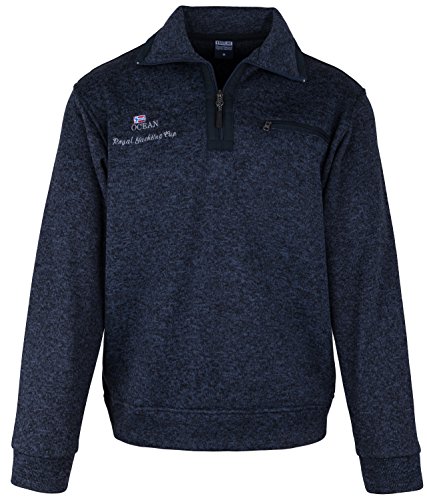 SOUNON Herren Sweatshirt, Polohemd, Pullover mit Hemdkragen, Meliert – Dunkelblau (M9), Groesse M von SOUNON