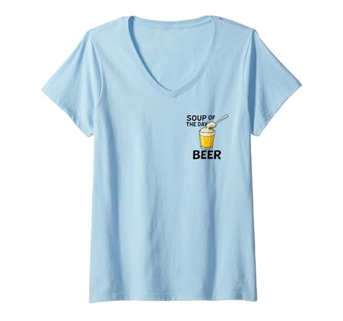 Damen Soup of The Day - Beer X AM PM Lecker Bierchen. Bier T-Shirt mit V-Ausschnitt Damen Soup of The Day - Beer X AM PM Lecker Bierchen. Bier T-Shirt mit V-Ausschnitt von SOUP OF THE DAY - BEER. Lecker Bierchen Club