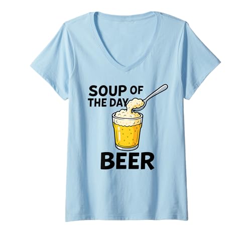 Damen Soup of The Day - Beer X AM PM Lecker Bierchen. Bier T-Shirt mit V-Ausschnitt Damen Soup of The Day - Beer X AM PM Lecker Bierchen. Bier T-Shirt mit V-Ausschnitt von SOUP OF THE DAY - BEER. Lecker Bierchen Club