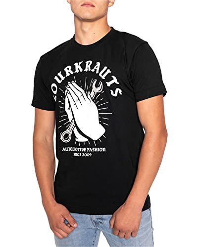 SOURKRAUTS Herren T-Shirt Heiko Größe S - Kurzarm Shirt in Schwarz - Schlichtes Tshirt mit weißem Print von SOURKRAUTS
