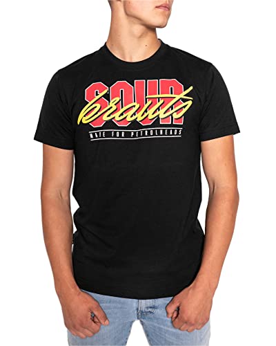 SOURKRAUTS T-Shirt Herren Kaami in Schwarz Größe S - Kurzarm Shirt im schlichten Design mit kleinen Details von SOURKRAUTS