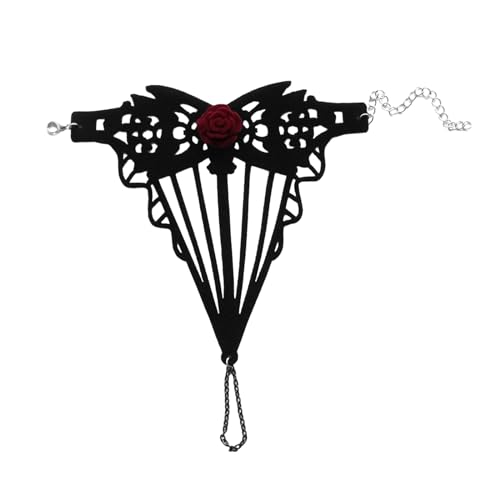 SOUTHJIELING Schwarzes Spitzen-Armband mit Vampir-Armband für Halloween, viktorianisches Kostüm-Zubehör von SOUTHJIELING