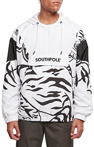 Southpole Men's SP203-Southpole Tiger Windbreaker Jacke, White/Black, M von Southpole