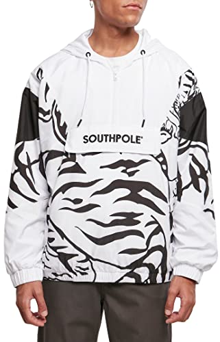 Southpole Men's SP203-Southpole Tiger Windbreaker Jacke, White/Black, XL von Southpole