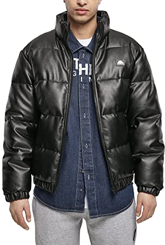 Southpole Herren Imitation Leather Bubble Jacket Jacke, Black, L von Southpole