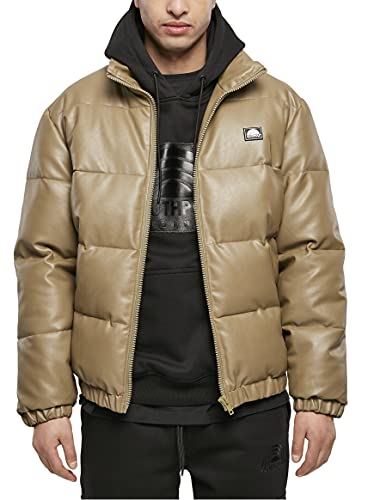 Southpole Herren Imitation Leather Bubble Jacket Jacke, Khaki, M von Southpole