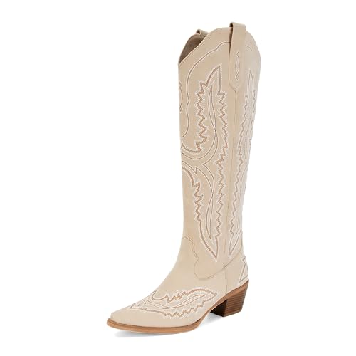 SOVANYOU Cowboystiefel für Damen, Westernstiefel, spitz, mandelförmiger Zehenbereich, Blockabsatz, glitzernd, Cowgirl, hohe Stiefel, aprikose, 39.5 EU SOVANYOU Cowboystiefel für Damen, Westernstiefel, spitz, mandelförmiger Zehenbereich, Blockabsatz, glitzernd, Cowgirl, hohe Stiefel, aprikose, 39.5 EU von SOVANYOU