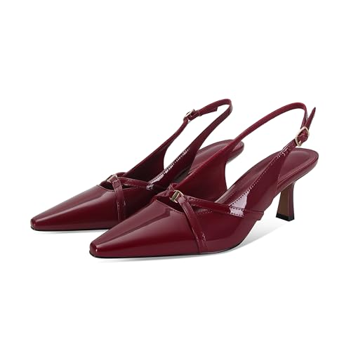 SOVANYOU Damen-Pumps mit spitzem Zehenbereich, Slingback-Pumps mit niedrigem Absatz, bequeme Arbeitspumpen, Burgunder, 38.5 EU SOVANYOU Damen-Pumps mit spitzem Zehenbereich, Slingback-Pumps mit niedrigem Absatz, bequeme Arbeitspumpen, Burgunder, 38.5 EU von SOVANYOU