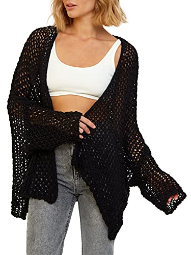 SOVENTUS FASHION Damen Cardigan Strickjacke kurz Strick Baumwolle schwarz von SOVENTUS FASHION