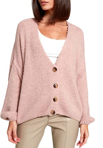 SOVENTUS FASHION Damen Strickjacke kurz Grobstrick ovesize Strickcardigan Knöpfen rosa von SOVENTUS FASHION