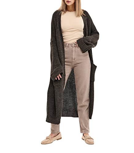 SOVENTUS FASHION Strickjacke Cardigan für Damen Frauen - Hochwertiger Mantel Überwurf warm weich und kuschelig- Perfekt für Frühjahr Herbst Winter Strick Taupe von SOVENTUS FASHION