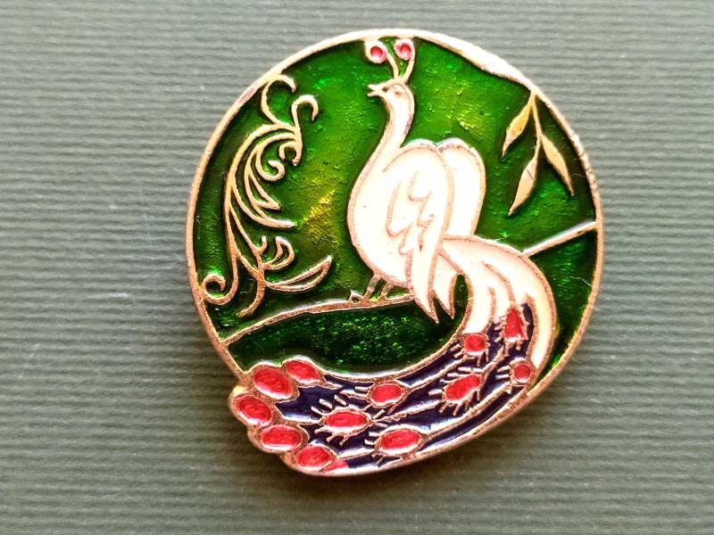 Pfau Anstecker. Vintage Sammler Metall Abzeichen. Tier. Made in Ussr, 1980Er Jahre A12 von SOVOK
