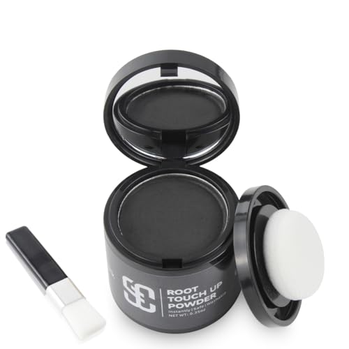 SOVONCARE Ansatzpuder, Haar-Concealer Haarverdichtung für Frauen und Männer, Haaransatz Ausbessern & Kaschiert Sofort Haarausfall,Touch Up Haarpulver für dünnes Haar für Frauen (Schwarz, 10g) von SOVONCARE