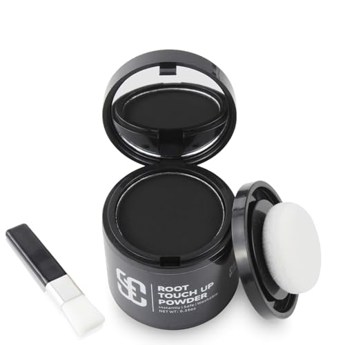 SOVONCARE Ansatzpuder, Haar-Concealer Haarverdichtung für Frauen und Männer, Haaransatz Ausbessern & Kaschiert Sofort Haarausfall,Touch Up Haarpulver für dünnes Haar für Frauen (Dunkelschwarz, 10g) von SOVONCARE