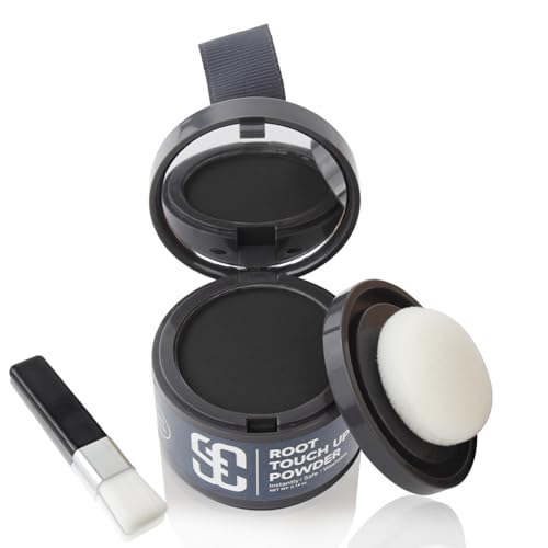 Ansatzpuder, Haar-Concealer Haarverdichtung für Frauen und Männer, Haaransatz Ausbessern & Kaschiert Sofort Haarausfall,Touch Up Haarpulver für dünnes Haar für Frauen (Dunkelschwarz, 4g) von SOVONCARE