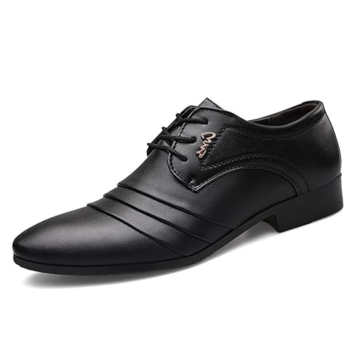 Anzugschuhe Herren Schnürhalbschuhe Klassischer Business Derby Oxford Hochzeit Schuhe,Schwarz,50 EU von SOVORM