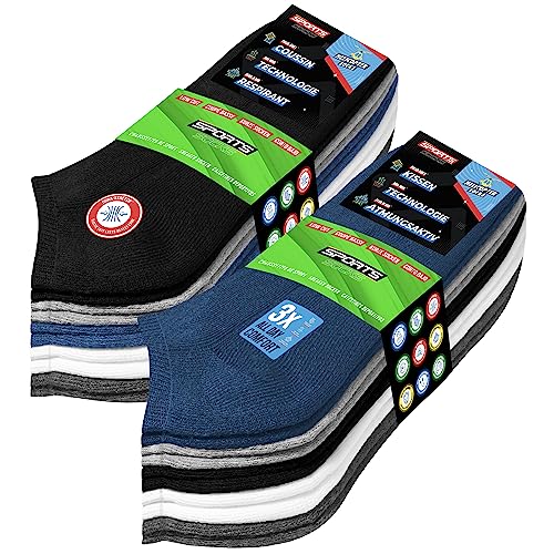 SOXCO 10 Paar Kurze Sneaker Socken Herren Damen Sportsocken Unisex mit Kissen - Helicopter Socks (EU 39-42, Mehrfarbig) von SOXCO