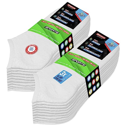 SOXCO 10 Paar Kurze Sneaker Socken Herren Damen Sportsocken Unisex mit Kissen - Helicopter Socks (EU 39-42, Weiß) von SOXCO