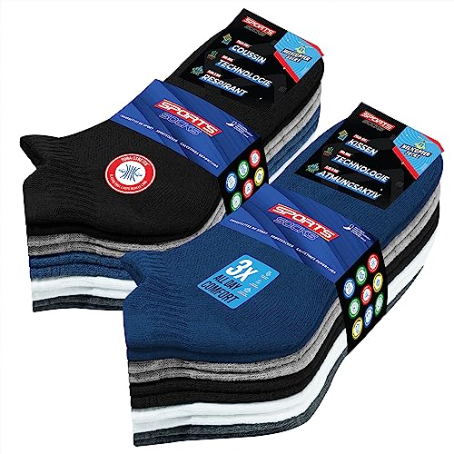 SOXCO 10 Paar Sneaker Socken Herren Damen Sportsocken Kurz Socken Unisex mit Kissen - Helicopter Socks (EU 43-46, Mehrfarbig) von SOXCO