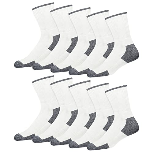 SOXCO 10 Paar Sportsocken Herren Socken mit Kissen (EU 43-46, Weiß) von SOXCO