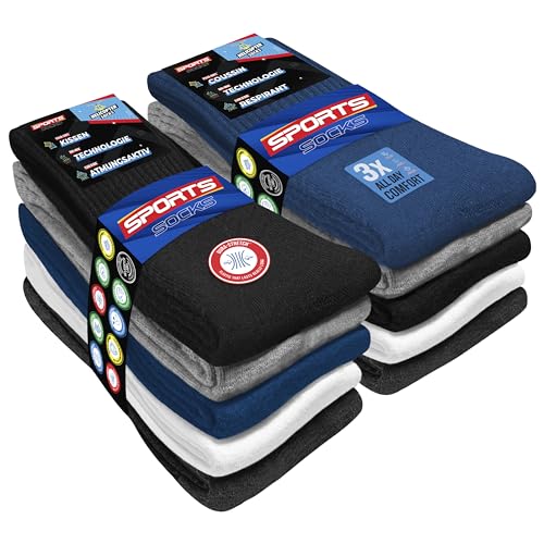 SOXCO 10 Paar Socken Herren Damen 39-42 Sportsocken Arbeitssocken (EU 39-42, Mehrfarbig Solide) von SOXCO