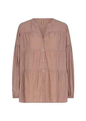 Soyaconcept Damen SC-Pelican Loose Fitted Button Blouse Kurzarm-T-Shirt, Stucco Brown, X-Large von SOYACONCEPT