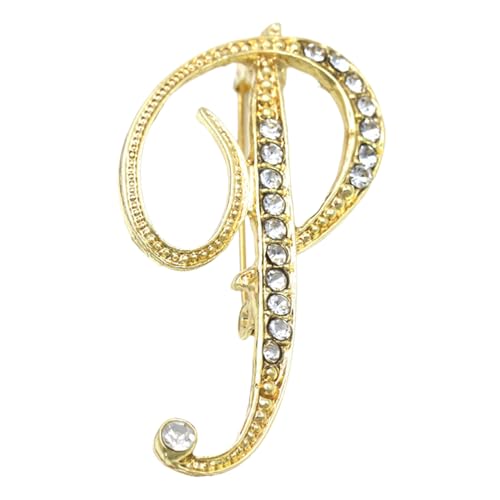 Anfangsbuchstabe Brosche - Goldbuchstaben Broschen | Strass Initial-Brosche, Buchstabenbrosche, Anfangsornamente, Schmuck mit Broschen für Mädchen und Frauen Soydan von SOYDAN