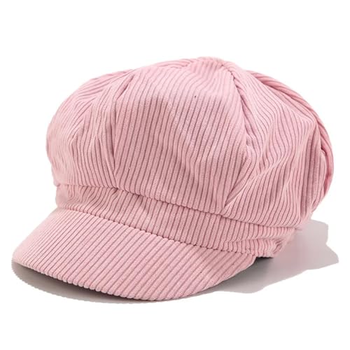 SOYNIA Barett Baskenmützen Für Herren Einstellbare Weiche Warme Cord Damen Mädchen Baker Boy Peaked Cap Newsboy Hut Frauen Warme Kappen Light Pink von SOYNIA