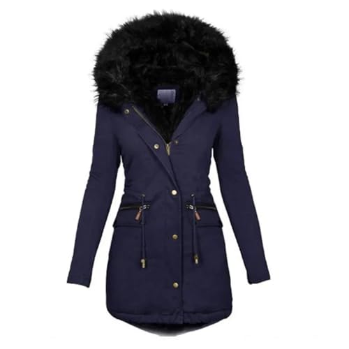 SOYNIA Daunenjacken Coat Winter Slim Fit Und Schlanke Damen Kragen Mit Kapuze Mittellänge Warmer Baumwoll Mantel 5Xl Navyblue Mit Reiß Verschluss von SOYNIA